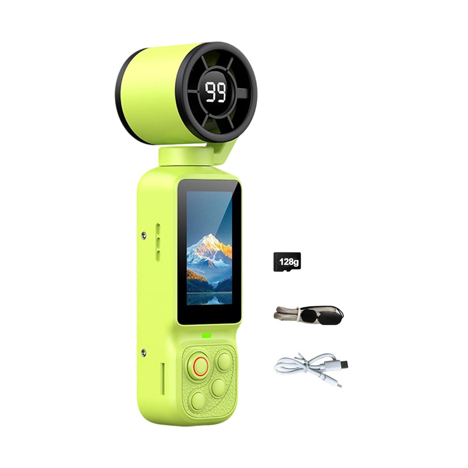 Videocamera Vlog con ventola integrata, obiettivo rotante a 180 gradi e schermo frontale per selfie video clip uso quotidiano dispositivo portatile Vlog Selfie Video Viaggio Clip fotocamera rotante