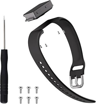 FITVII Silicone Watch Band, Compatible with Looki-mini Fitness Tracker with 1.01" Screen, Soft Adjustable Replacement Strap for Looki-mini Smart Bracelet, Black