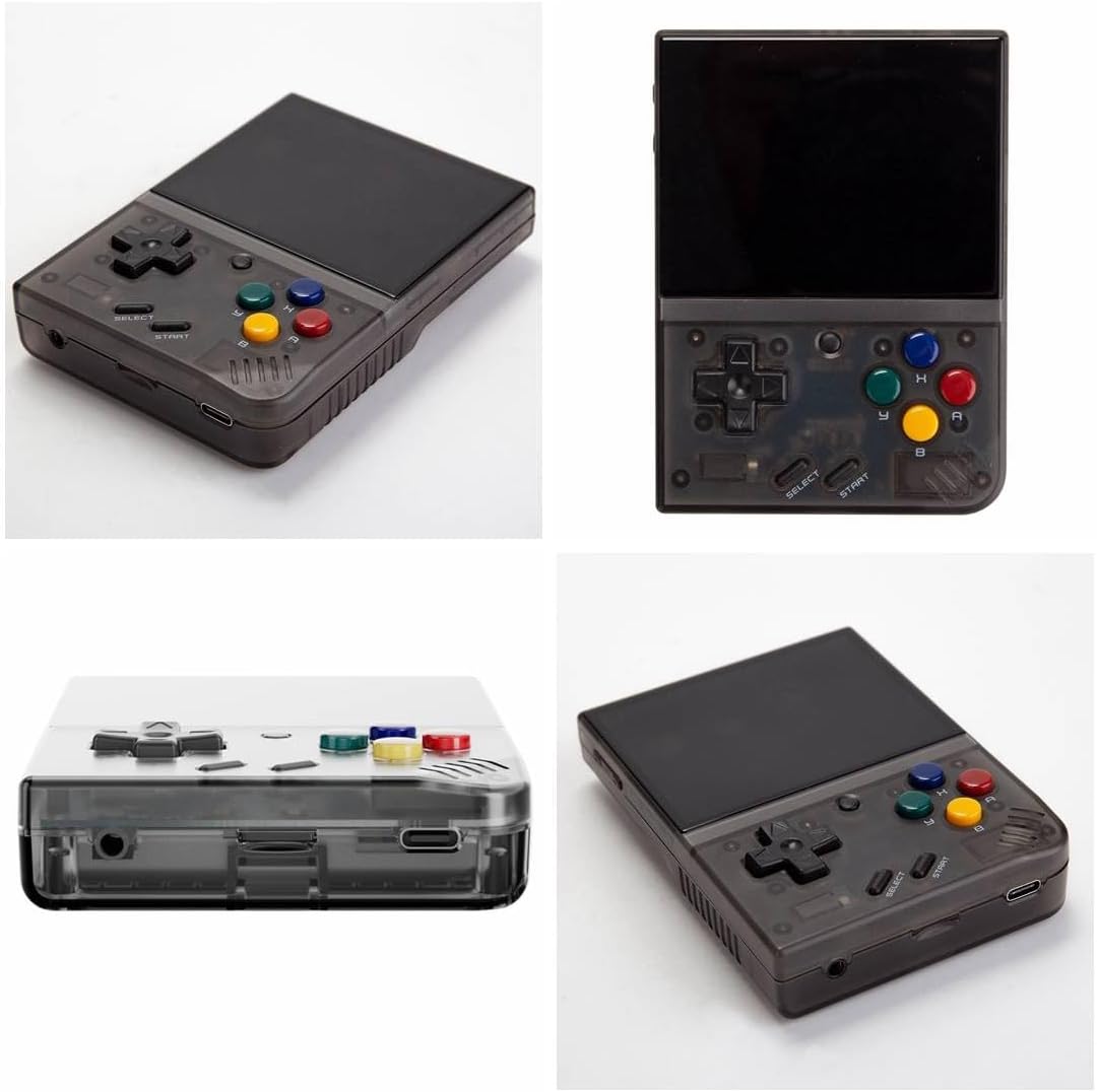 MM+ Handheld Game Console with Built-in Games OnionOS Retro Gaming System 3.5-Inch (Transparent Black 128G)