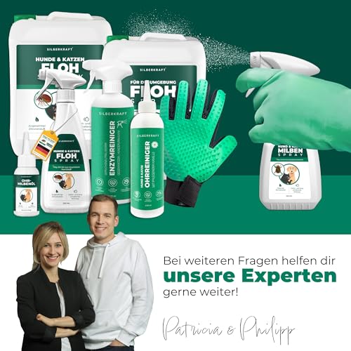 Silberkraft Milbenspray Hund & Katze 250 ml, Effektiver Schutz vor Milben, Flöhen & Parasiten , Anti-Milben-Mittel für Fell, Schlafplätze & Umgebung , Vertreibt Grabmilben, Herbstgrasmilben und mehr