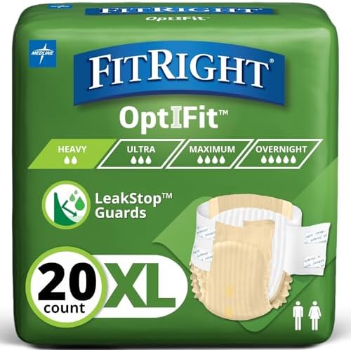 FitRight Adult Diapers, Extra+ Heavy Absorbency, XL (Waist Size 5...