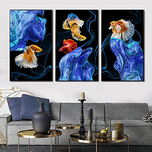 Peinture Poissons Koï sur toile canvas haut de gamme sans cadre