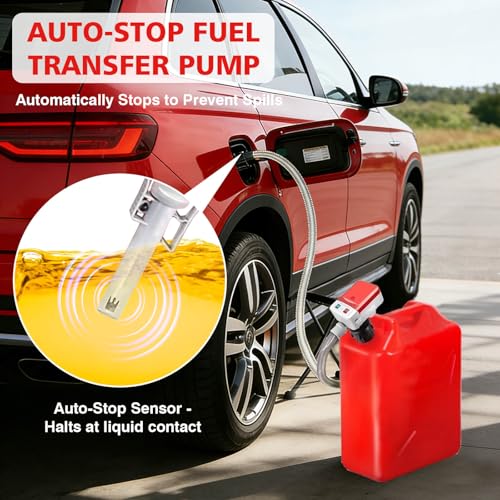 Electric Fuel Transfer Pump Battery Powered, Portable Gas Can Pump with Auto Stop Nozzle, Fast Fuel Transfer Pump for Gasoline Diesel Kerosene, Leak Resistant Fuel Pump for Generator, ATV, Boat — view 2