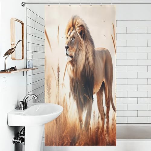 Rideau de douche lion 92x183 cm imperméable pour baignoire - 6