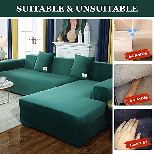 Housse de canapé en velours extensible chic pour sublimer une chaise longue d'angle - 4
