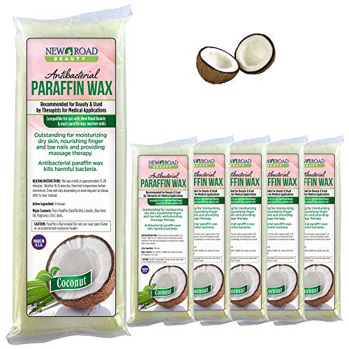 New Road Beauty White Coconut Paraffin Wax - Moisturize and Smooths Skin - Nourishing and Provides Massage Therapy - Pack of 6