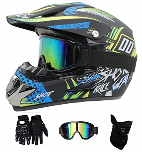Casque de Moto pour Enfant Motocross Off-Road Casque VTT BMX Downhill,Casque Cross Homme,D. O. T Standard,pour BMX MTB Quad Enduro ATV Scooter (M(56-57cm))