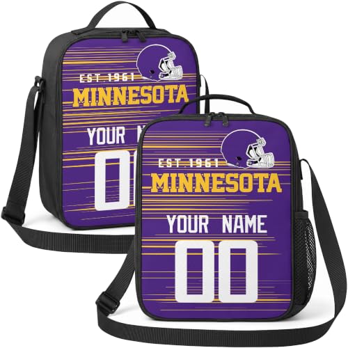 Image of Minnesota Lunch Bag Custom Name and Number Personalized Gifts
