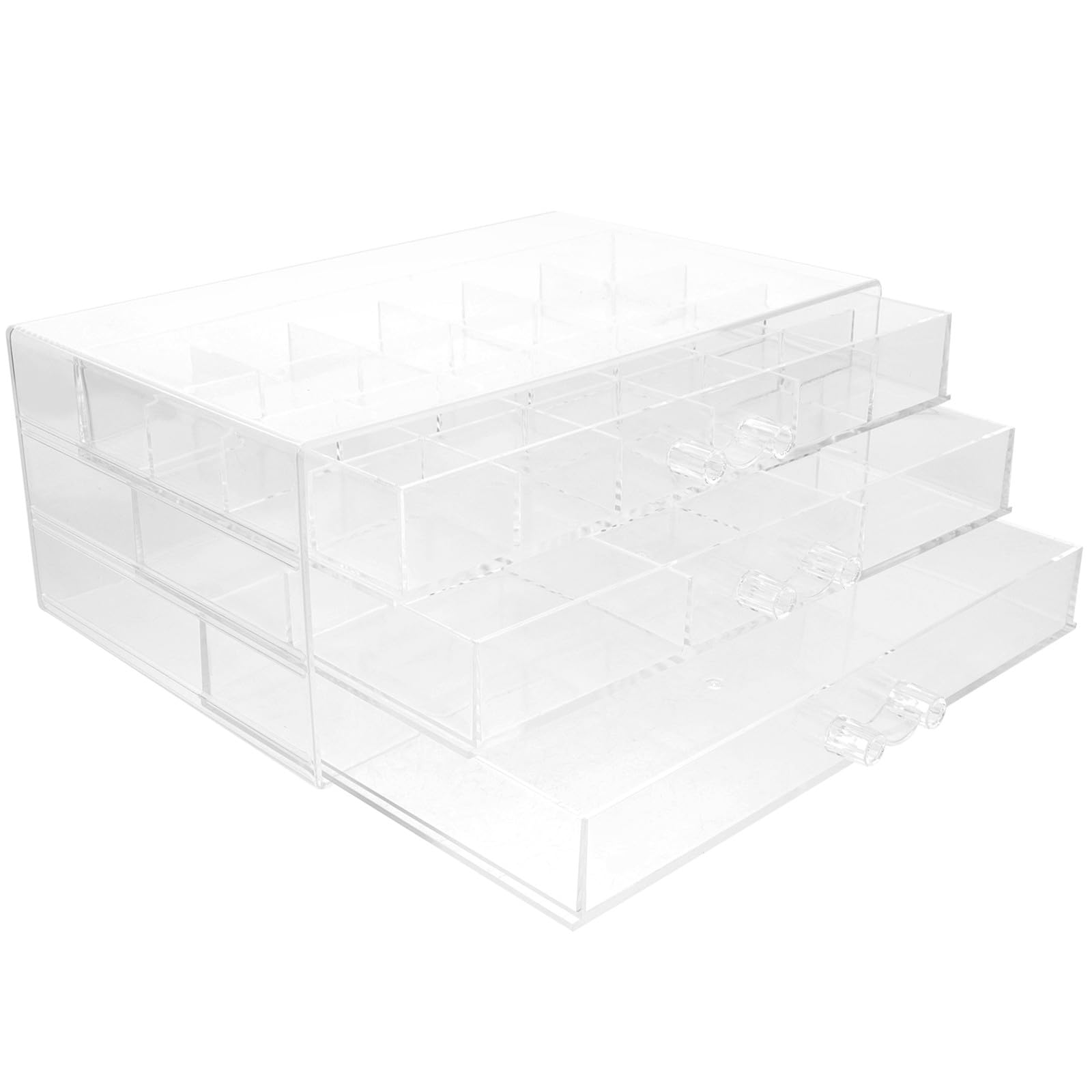 Boîte de rangement à tiroirs transparents pour bijoux et cosmétiques
