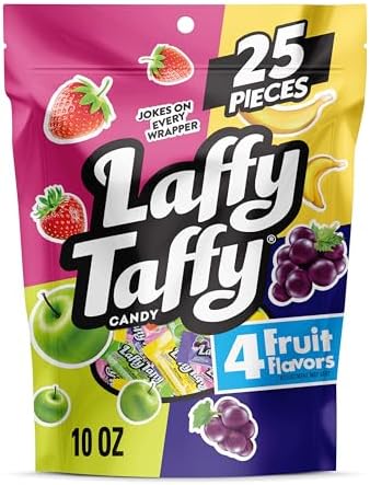 Laffy Taffy Assorted Mini Bars, Stand-Up Bag, Fruity Flavored Candy, 10 oz