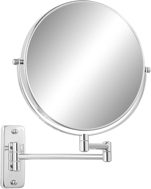 FFowcye 9" Magnifying Wall Mount Makeup Vanity Mirror,1x/7x Double-Side Makeup Mirror with Magnification,Swivel Extendable Shaving Face Mirror for Bathroom, Wall Mirror for Chrome