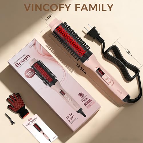 Image of Infrared Thermal Brush, Dual Voltage Heated Round Brush, Powder Pink
