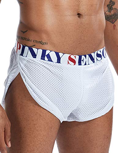 Image of MIZOK Men's Slit Side Bodybuilding Shorts Breathable Mesh Workout Yoga Short