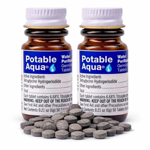 Potable Aqua Water Purification Tablets, Portable and Effective Water Purification Solution for...