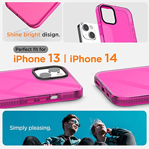 Aicase Neon Hot Pink For Iphone 13 Case/Iphone 14 Case, Clear Cute Girly Teen Girl Women Trendy Preppy Kawaii Summer Retro Colorful Aesthetic Protective Phone Case For Iphone 13/Iphone 14 #TOP1