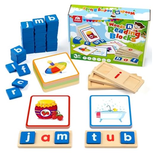 Coogam Wooden Short Vowel Reading Letters Sorting Spelling Games, Sight Words Learning Flashcards Alphabet Puzzle Montessori Educational Toy Gift for Kids 3 4 5 Years Old