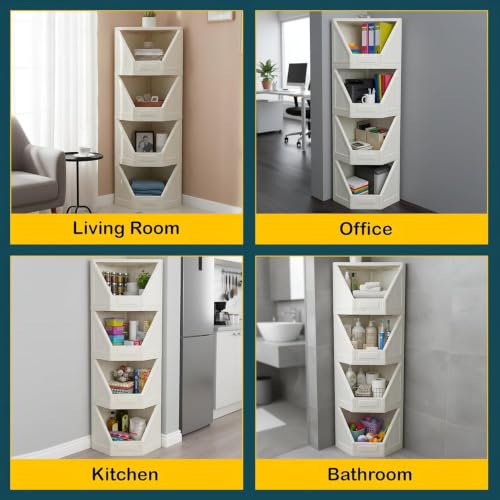 Image of mechdel Cupboard Rack for Clothes Plastic Cabinet for Storages Foldable Wardrobe for Clothes Plastic Cloth Rack for Storages Clothe Storage (Corner Cupboard Rack-1 Door -White, 2PCS)