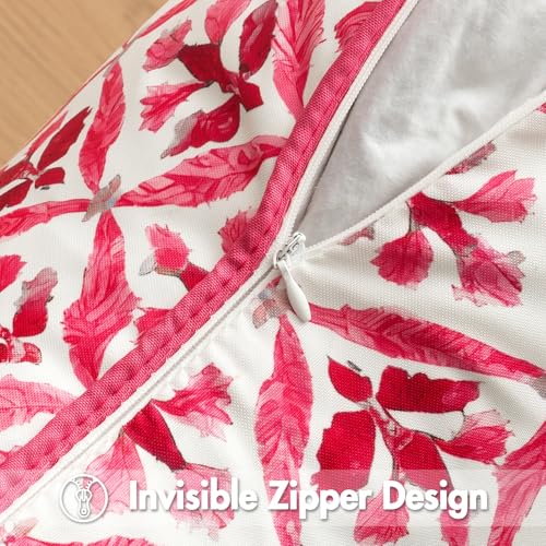 Image of MIULEE Floral Decorative Pillow Covers Set of 2,Block Print Throw Pillowcases Outdoor Boho Farmhouse Vintage Summer Accent Cushion Covers for Couch paito Garden Sofa Bed 18x18 Inch, Hot Pink