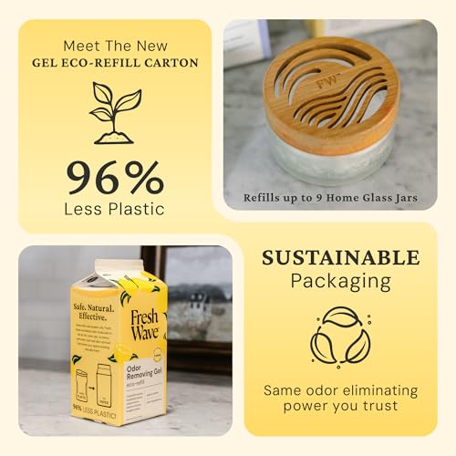 Image of Fresh Wave Lemon Odor Removing Gel Refill, 63 oz. - Safer Odor Absorbers for Home, Natural Plant-Based Odor Eliminator, Every 15 oz. lasts 30-60 Days, For Cooking, Trash & Pets