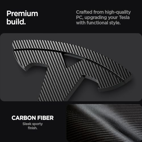 Image of Spigen Front Emblem Logo Full Cover Sticker for Tesla Model 3 Highland (Standard, Premium & Performance 2026 /2025 /2024) - Carbon
