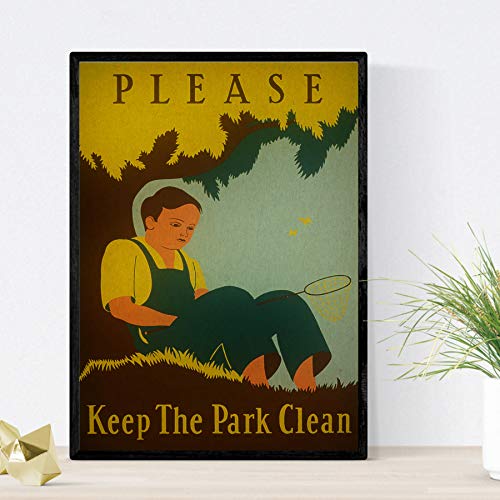 Nacnic Vintage Poster Vintage poster Keep the park clean. A3 size, 42L x 29.7W cm - Image 2