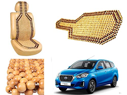 Image of Car Bead Seat Wooden Beads Cushion Cover Pad for Datsun Go 2020, Acupressure Sitting Seat Cover | Cream Color - Pack of 1