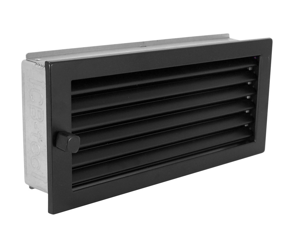 Warmluftgitter WG 3515 S Schwarz 350 x 150 mm mit Einbaurahmen