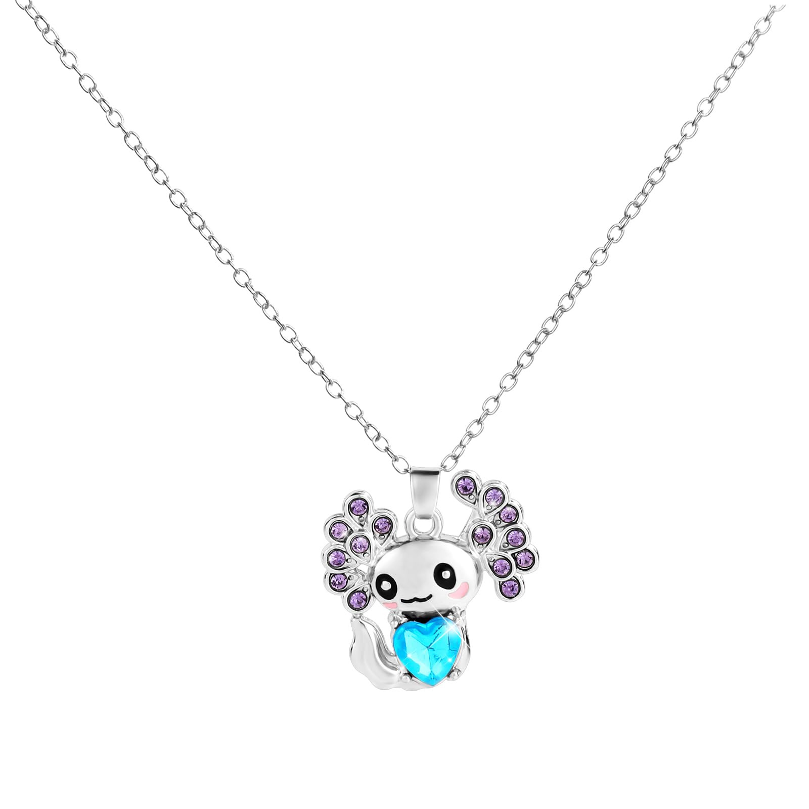 Axolotl Necklace for Girls Women, Cute Axolotl Crystal Pendant Necklace Blue Rhinestone Axolotl Necklace Charm Fashion Jewelry Gift for Graduation Birthday Party Christmas Thanksgiving Day