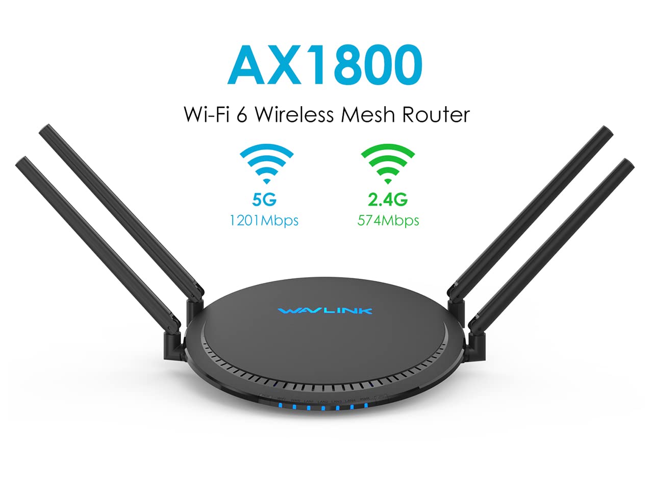 WAVLINK WiFi 6 Router,AX1800 Dual Band 2.4GHz/5GHz Gigabit Wireless Internet Mesh Router up to 1500 
