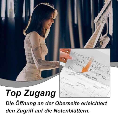 A4 Notenmappe, Notenordner, 100 Fächer(200 Seiten) Präsentationsmappe, mit 2 Notenklammern, Music Sheet Folder, Registermappen, Chormappe für Musikpartitur, File, Papier, Akten, Klavier, Gitarre
