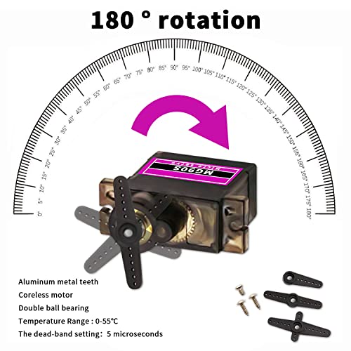 Dafurui 5Pack Mg90S Servo Motor， Mini 9G Mg90S Micro Servo Metal Geared Motor For Arduino Rc Robot Helicopter Airplane Boat Controls #TOP1