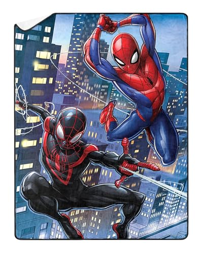 Image of Northwest Marvel Spider-Man Into The Spider-Verse 2 Miles & Peter Silk Touch Lap Throw Blanket 46 inch X 60 inch