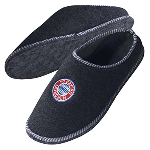 FC Bayern München Filz-Pantoffeln Gr:-46 EU, Farbe:-Dunkelgrau