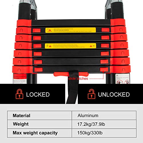 BEETRO 16.5ft Aluminum Telescoping Ladder, A Type Portable Telescopic Extension Ladder for Outdoor Working, Household Use and More, 330lb Capacity, More Durable and Safer with Balance Rod