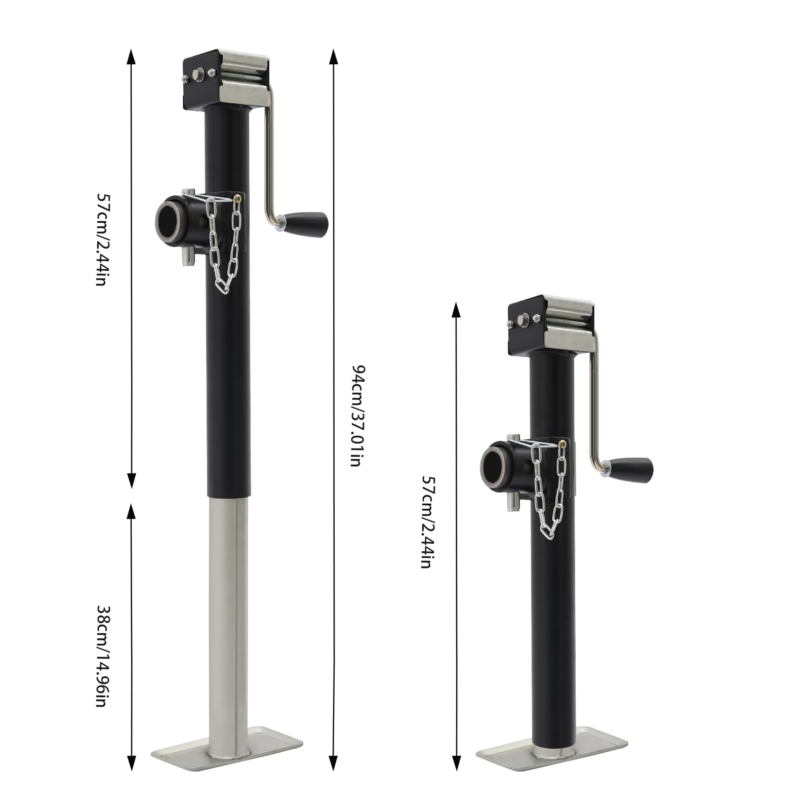 Supporto per rimorchio, set di piedini di sostegno con manovella, per rimorchio auto, massimo 5000 lbs,57 – 94 cm, regolabile in altezza