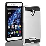 BLU Studio X8 HD case, {NFW} Tough Hybrid + Dual Layer Shockproof Drop Protection Metallic Brushed Case Cover for Studio X8 HD (S530) (VGC Silver)