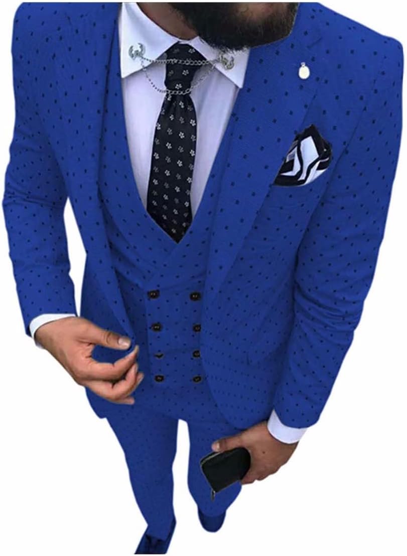 Polka Dots Men Suits Tailor-Made Blazers 3Pcs Normal Business Causal Groom Wedding Prom
