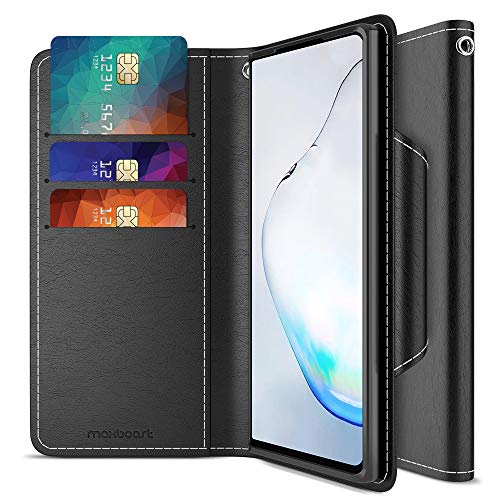 Maxboost Galaxy S20 Ultra Case mWallet Series Designed for Samsung Galaxy S20 Ultra 2020 (6.9”) [PowerShare Friendly] S20 Ultra 5G Card Case Wallet (Black) w/Card Slot Side Pocket Magnetic Closure