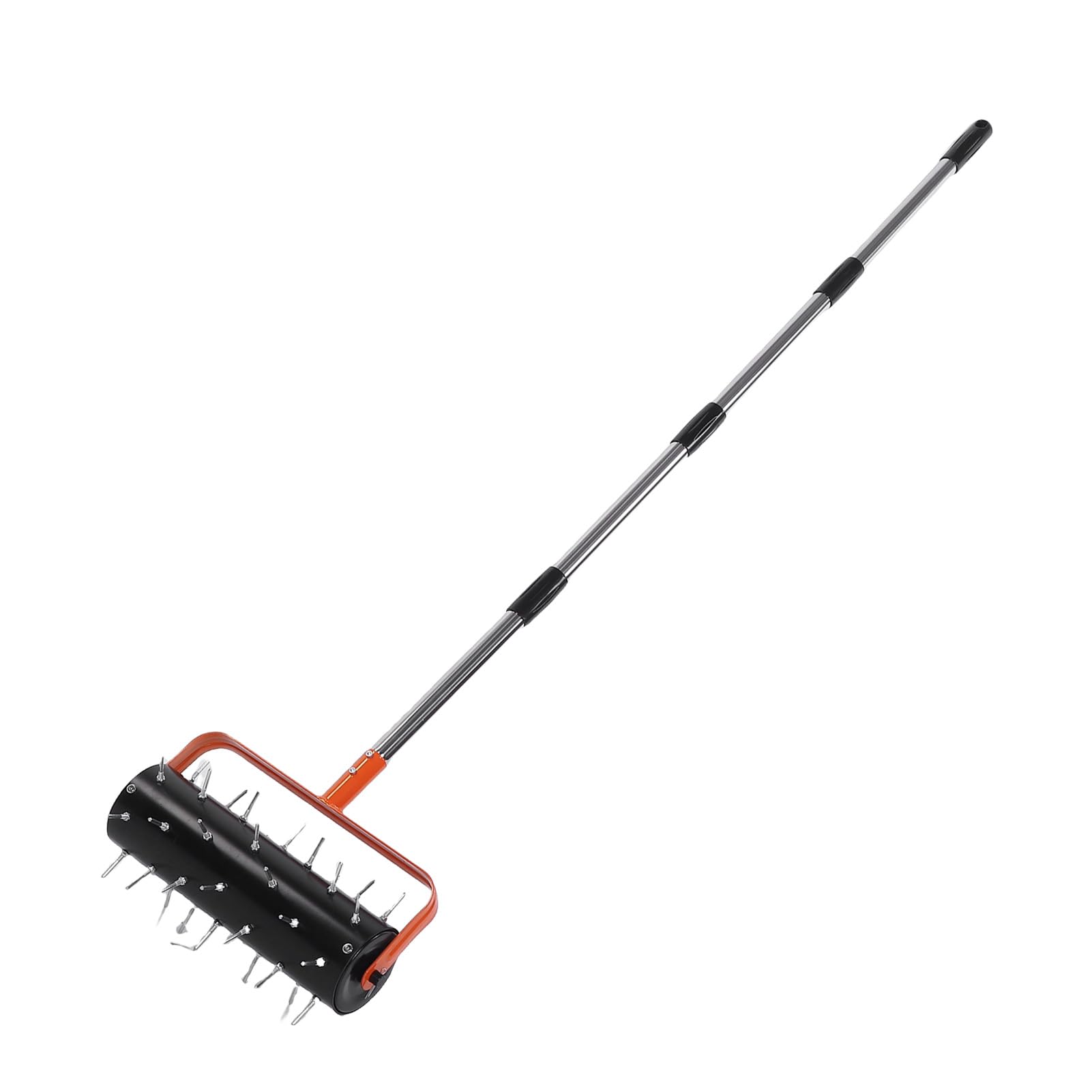 Topiky Aireador de Césped Rodante con 42 Púas Tratadas Térmicamente, Aireador de Púas de Empuje con Ajustable para Compactación del Suelo del Césped, Rodillo de de con Núcleo de Acero Duradero para