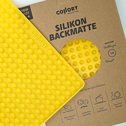 Collory® Backmatte Hundekekse für MINI HALBKUGEL (1cm Ø) Leckerlis, Silikon Backform, Backunterlage für Backblech, Diätmatte, Hitzebeständig, Lebensmittelecht & Bpa-frei