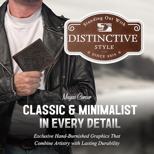 Leather skull wallet, bifold handmade skull art wallet, leather gift ideas for him, ID card minimalist wallet (Eagle American)2