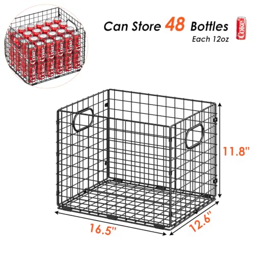 5-Pack Metal Milk Crate for Storage, Large 40qt Stackable Collapsible Storage Bins with Handle, Heavy Duty Storage Baskets for Shelves, Folding Basket Organizer for Car, Garage, Home, Camping, Office - Image 3