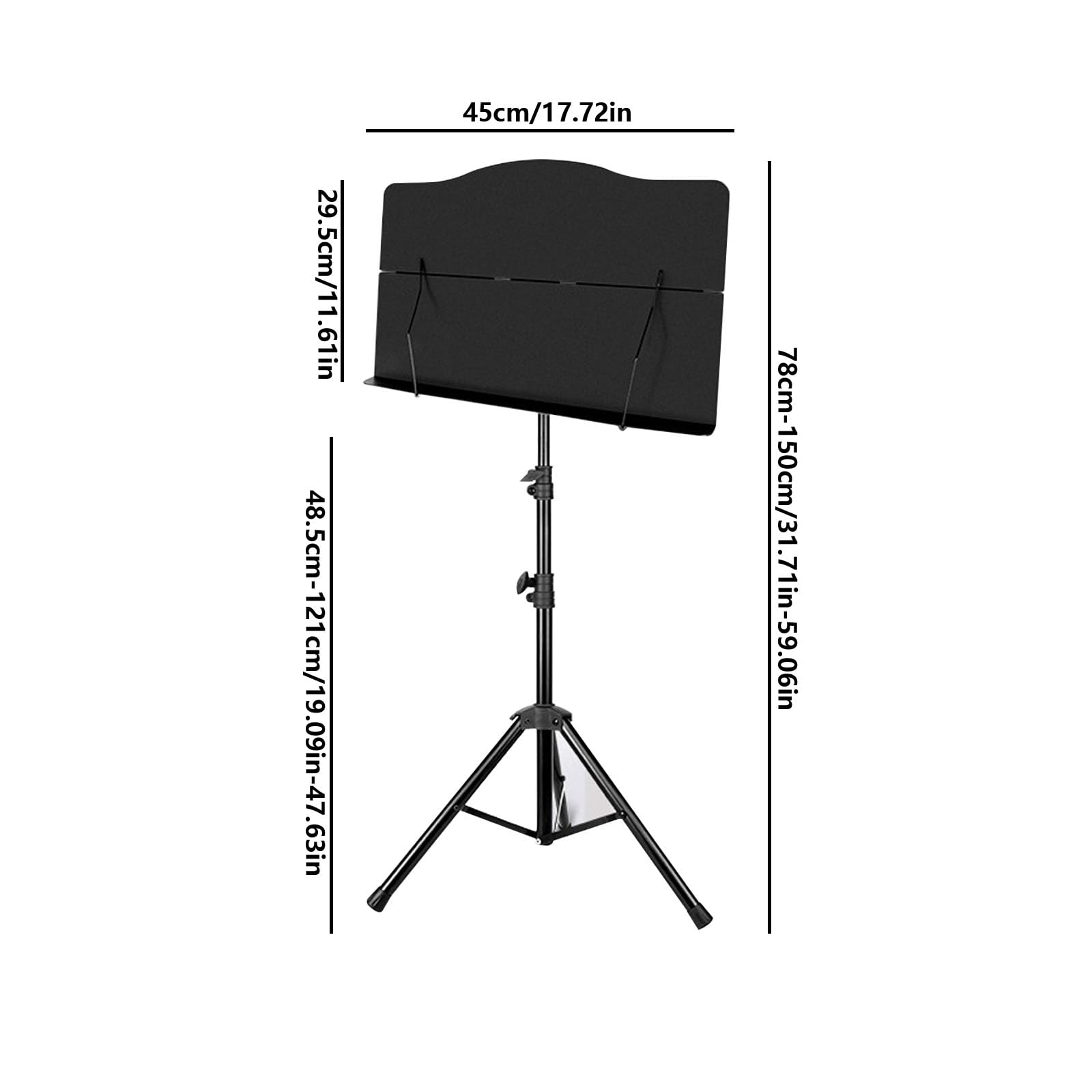 Notenständer Klappbar,Stabil 2 in 1 Doppelnutzung,Höhenverstellbar Von 78 Bis 150 cm,Geeignet für Instrumentalaufführungen,mit Rucksack und Klemme
