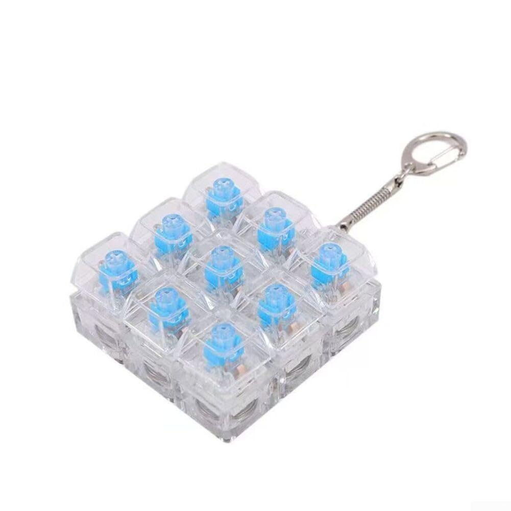 RiseNova Compact RGB Keyboard Fidget Keyring for Stress Relief, Portable Mechanical Button Toy for Home Office School Anxiety(PC With Light White)