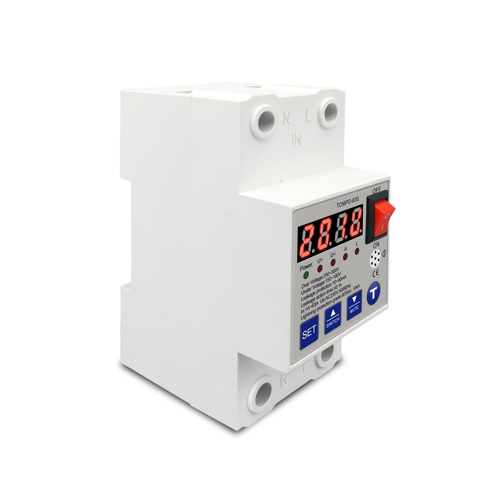 RWRAPS Protector de Voltaje Disyuntor de reconexión automática 63A, protección contra sobretensiones y bajo Voltaje, protección contra sobretensiones, relé Protector