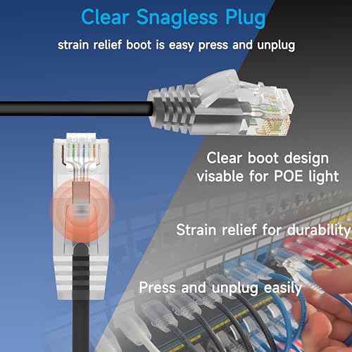 Cat6a Slim Ethernet Patch Cable 1 ft (24 Pack), Cat6a Patch Cable for Data Centers, Cat 6 Patch Cable 10G, Network Patch Cables for Home and Enterprise Network -Black - Image 5