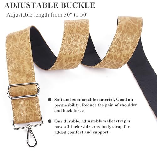Image of Purse Straps Replacement Crossbody,Crochet Purse Strap for Handbags,Wide Shoulder Straps for Bags(1-Leopard Brown)