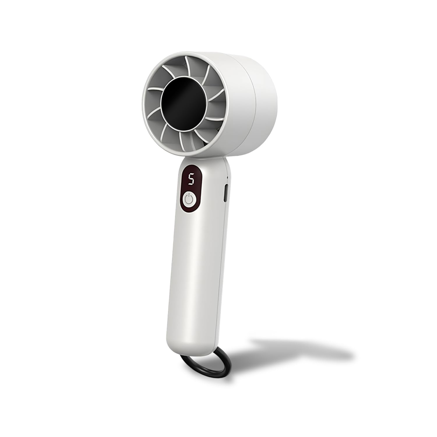 Amazon Brand - Umi CoolMate Portable Mini Fan - Rechargeable Handheld Fan | 5 Adjustable Speeds with LCD Display, 2000mAh Battery| Lightweight Design, Low Noise for Indoor & Outdoor Use, (White)