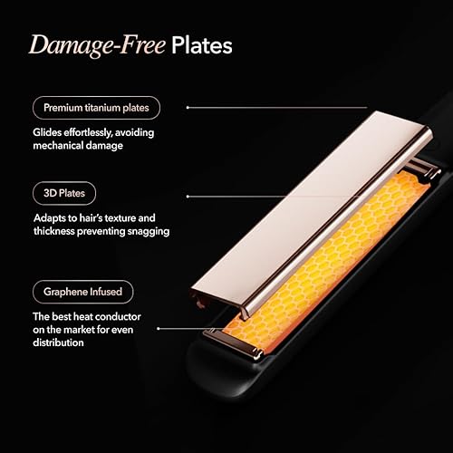 Miniatura 3 de SRILabs StyleQ - Plancha para alisar el cabello, tecnología GraphFlow, iones negativos, terapia de luz infrarroja, 12 ajustes de calor para liso,