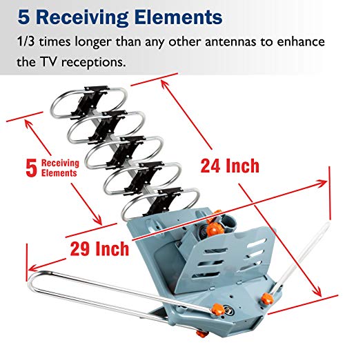 Five Star [Newest 2020] Hdtv Antenna Amplified Digital Outdoor Antenna 150 Miles Range, 360 Degree Rotation Wireless Remote, With 40Ft Rg6 Coax Cable Installation Kit Supports 5 Tvs #TOP4